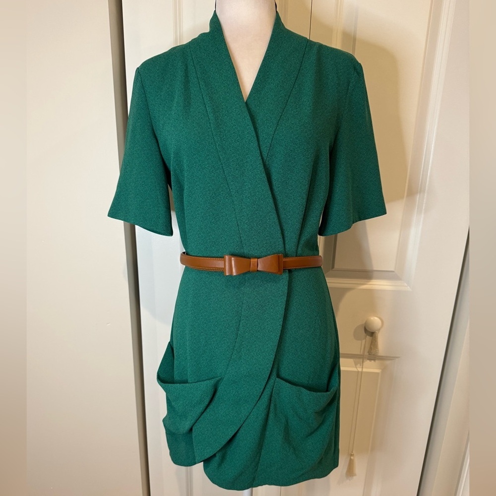 & Other Stories Green Asymmetrical Wrap Mini Dress